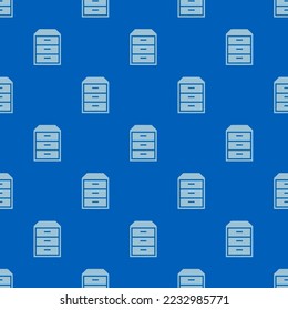 Nahtlose Wiederholung des Kabinetts flach Symbol Muster, saphir blau und blasser zerulean Farbe. Design für Verpackungspapier.