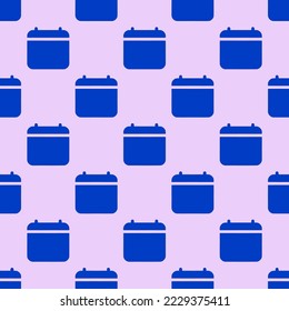 Seamless repeating calendar clear flat icon pattern, pale lavender and royal azure color. Design for wrapping paper or postcard.