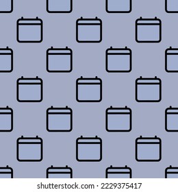 Seamless repeating calendar clear outline flat icon pattern, wild blue yonder and black color. Design for wrapping paper or postcard.