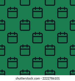 Seamless repeating calendar flat icon pattern, dark spring green and dark jungle green color. Design for wrapping paper or postcard.