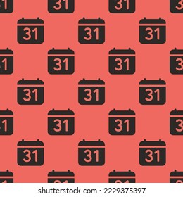 Seamless repeating calendar number flat icon pattern, terra cotta and black leather jacket color. Design for wrapping paper or postcard.