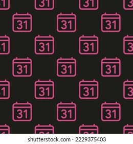 Seamless repeating calendar number outline flat icon pattern, dark jungle green and fuchsia rose color. Design for wrapping paper or postcard.