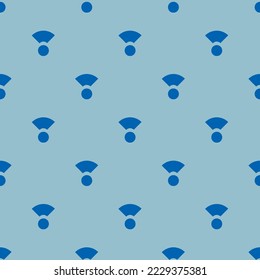 El patrón de icono plano, de color azul zafiro y ceruleano, se repite de manera transparente. Diseño para envolver papel o postal.