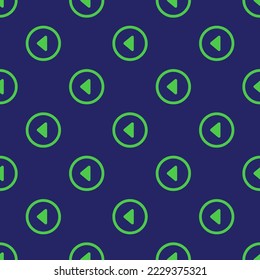 Seamless repeating caret back circle outline flat icon pattern, st. patrick's blue and paris green color. Design for wrapping paper or postcard.