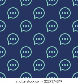 Seamless repeating chatbubble ellipses outline flat icon pattern, st. patrick's blue and pearl aqua color. Design for wrapping paper or postcard.