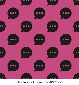 Seamless repeating chatbubble ellipses sharp flat icon pattern, fuchsia rose and dark jungle green color. Design for wrapping paper or postcard.