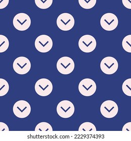 Seamless repeating chevron down circle sharp flat icon pattern, st. patrick's blue and linen color. Design for wrapping paper or postcard.