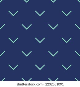 Seamless repeating chevron thin down flat icon pattern, st. patrick's blue and pearl aqua color. Background for home screen.