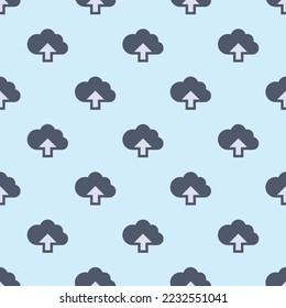 Seamless repeating cloud upload flat icon pattern, lavender (web) and stormcloud color. Backround for motivational quites.