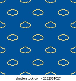 Seamless repeating cloud3 flat icon pattern, usafa blue and stil de grain yellow color. Backgorund for tablet.