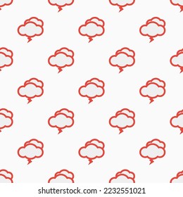 Seamless repeating cloud4 flat icon pattern, isabelline and carmine pink color. Background for story.