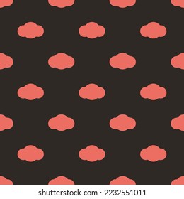 Seamless repeating cloud6 flat icon pattern, black leather jacket and terra cotta color. Background for presentation.