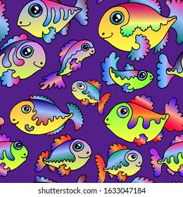 seamless repeating colored fabric vector pattern with sea animals