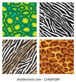 Seamless repeating colorful animal print backgrounds illustrations