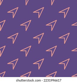 Seamless repeating compass flat icon pattern, dark lavender and ruddy pink color. Background for selfie.