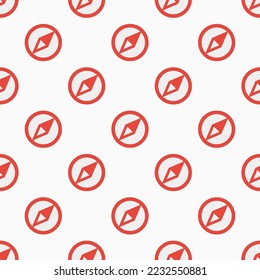 Seamless repeating compass2 flat icon pattern, isabelline and carmine pink color. Two color background.