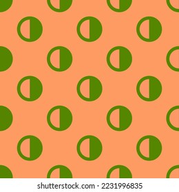 Seamless repeating contrast flat icon pattern, pink-orange and avocado color. Design for wrapping paper.
