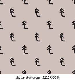 Seamless repeating corner double left up flat icon pattern, desert sand and dark jungle green color. Design for wrapping paper or postcard.