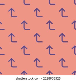 Seamless repeating corner left up flat icon pattern, ruddy pink and dark lavender color. Design for wrapping paper or postcard.