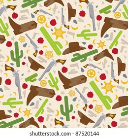 Seamless repeating cowboy themed pattern
