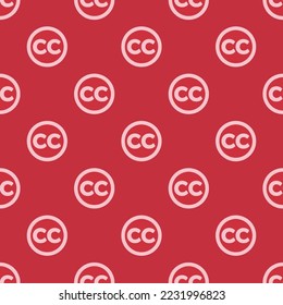Seamless repeating creative commons flat icon pattern, persian red and bubble gum color. Design for certificate.
