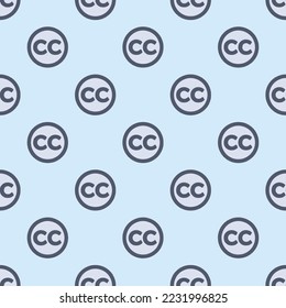 Seamless repeating creative commons flat icon pattern, lavender (web) and stormcloud color. Background for website.