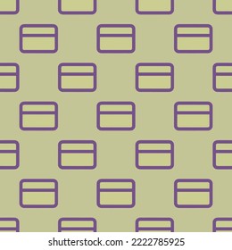 Seamless repeating credit card flat icon pattern, medium spring bud and dark lavender color. Design for wrapping paper or postcard.