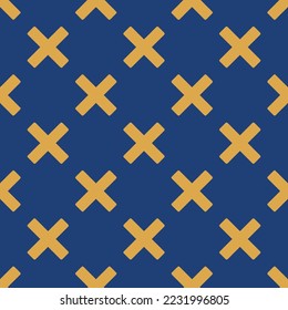 Nahtlose Wiederholung des Kreuz-flachen Symbol-Musters, st. Patrick's blaue und indianische gelbe Farbe. Design für die Broschüre.