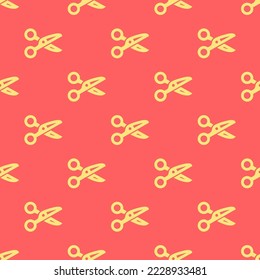 Patrón de icono plano de contorno de corte repitiendo sin inconvenientes, color rojo pastel y amarillo melódico. Diseño para envolver papel o postal.