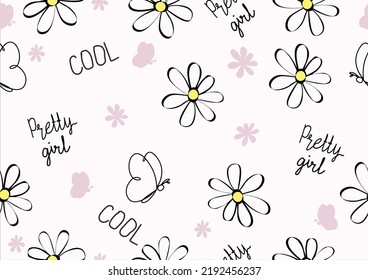 seamless repeating design for fashion daisy pattern hand drawn design