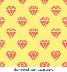 Seamless repeating diamond flat icon pattern, mellow yellow and pastel red color. Design for wrapping paper or postcard.