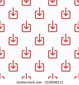 Seamless repeating download outline flat icon pattern, white smoke and persian red color. Design for wrapping paper or postcard.
