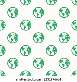 Nahtlose sich wiederholende Erde2 flaches Symbol Muster, weißer Rauch und mittelmeergrüne Farbe. Hintergrund für Folien.