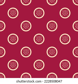 Seamless repeating edit noise flat icon pattern, deep carmine and peach puff color. Design for wrapping paper or postcard.