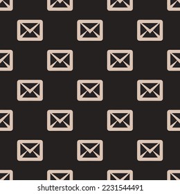 Seamless repeating envelop flat icon pattern, dark jungle green and desert sand color. Background for notebook.