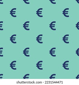 Seamless repeating eur flat icon pattern, pearl aqua and st. patrick's blue color. Background for advertisment.