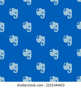 Seamless repeating evernote flat icon pattern, sapphire blue and pale cerulean color. Background for business card.