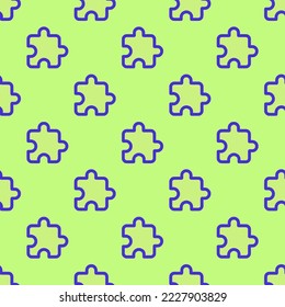 Seamless repeating extension puzzle outline flat icon pattern, medium spring bud and iris color. Design for wrapping paper or postcard.