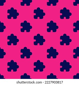 Seamless repeating extension puzzle sharp flat icon pattern, vivid cerise and oxford blue color. Design for wrapping paper or postcard.