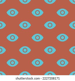 Seamless repeating eye flat icon pattern, rose vale and medium turquoise color. Design for wrapping paper or postcard.