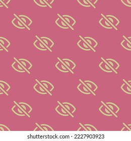 Seamless repeating eye off outline flat icon pattern, blush and medium spring bud color. Design for wrapping paper or postcard.