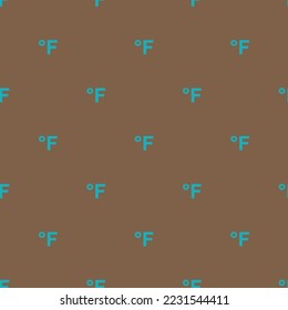Seamless repeating fahrenheit flat icon pattern, raw umber and light sea green color. Background for presentation.