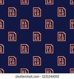 Seamless repeating file binary flat icon pattern, oxford blue and pale copper color. Background for website.