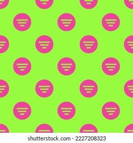 Seamless repeating filter circle sharp flat icon pattern, green-yellow and rose bonbon color. Design for wrapping paper or postcard.