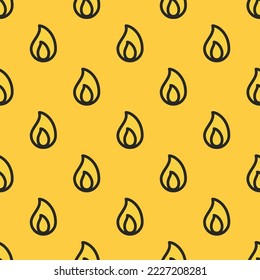 Seamless repeating flame outline flat icon pattern, sandstorm and black leather jacket color. Design for wrapping paper or postcard.