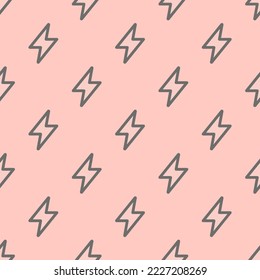 Seamless repeating flash outline flat icon pattern, unbleached silk and dim gray color. Design for wrapping paper or postcard.