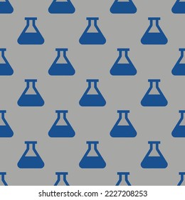 Seamless repeating flask sharp flat icon pattern, dark gray and yale blue color. Design for wrapping paper or postcard.
