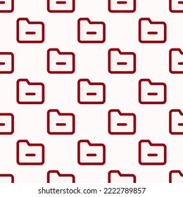 Seamless repeating folder minus flat icon pattern, white smoke and carmine color. Design for wrapping paper or postcard.