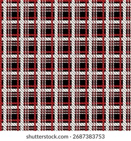 Seamless repeating geometric pattern featuring a traditional plaid or tartan design in a sharp, bold color palette