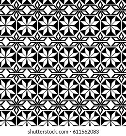 Seamless repeating geometrical pattern on the Arab subject in black and white colors